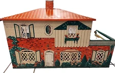 Mid 40's metal Doll House - Vintage 5 rooms plus a bathroom, 28"x18"