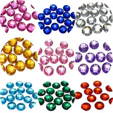 100 Flatback Acrylic Sewing Rhinestone Round Button Gems 14mm Sew on beads