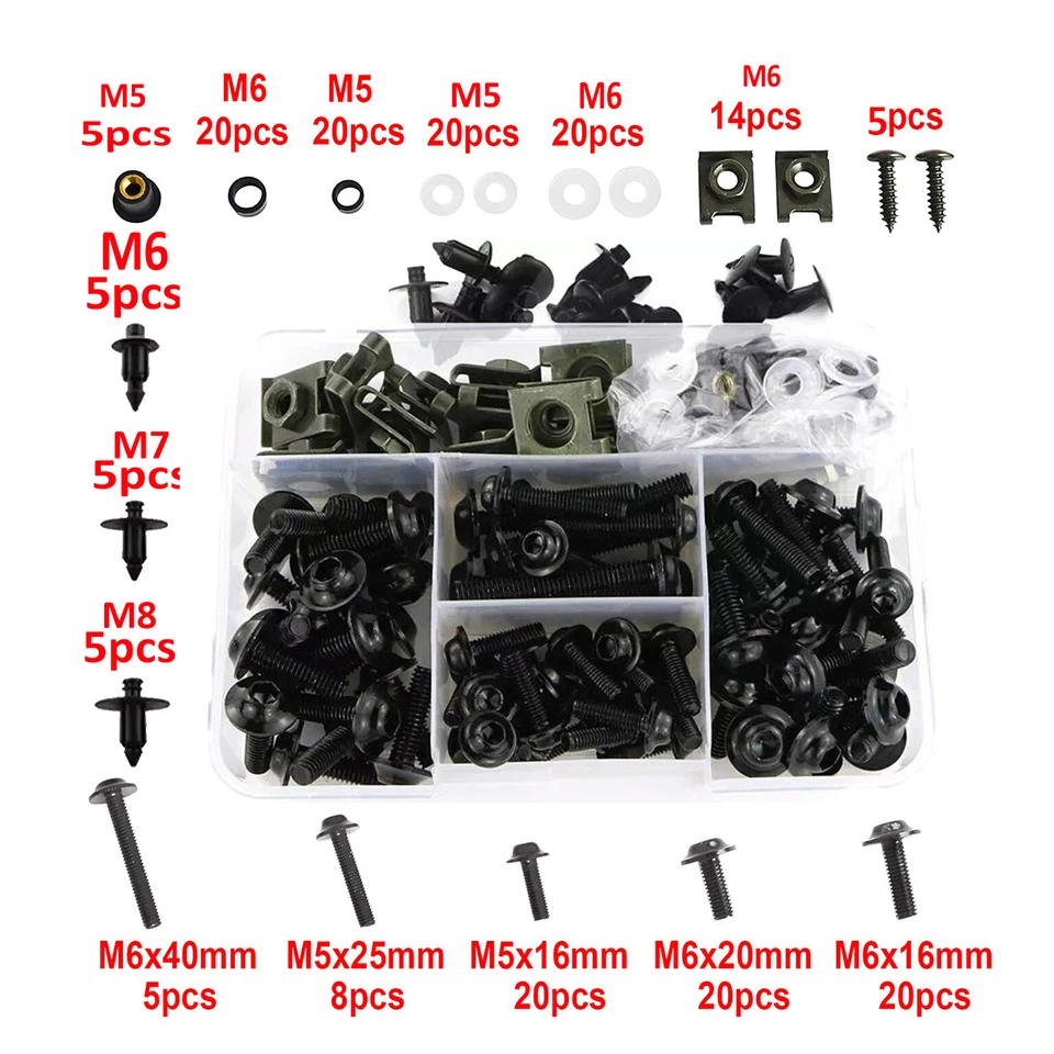 Juego de pernos de carenado de motocicleta 195 piezas aptos para Suzuki Bandit 600 1200 B-King GSXR600 Foto 3 de 4