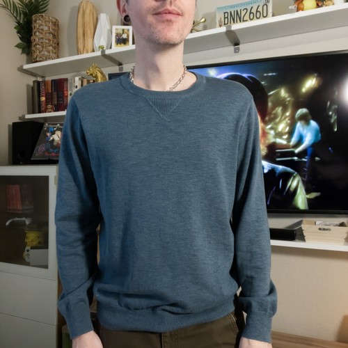 J.Crew Men's LG Blue Slim Lightweight Crew Neck Sweater - 第 1/4 張圖片