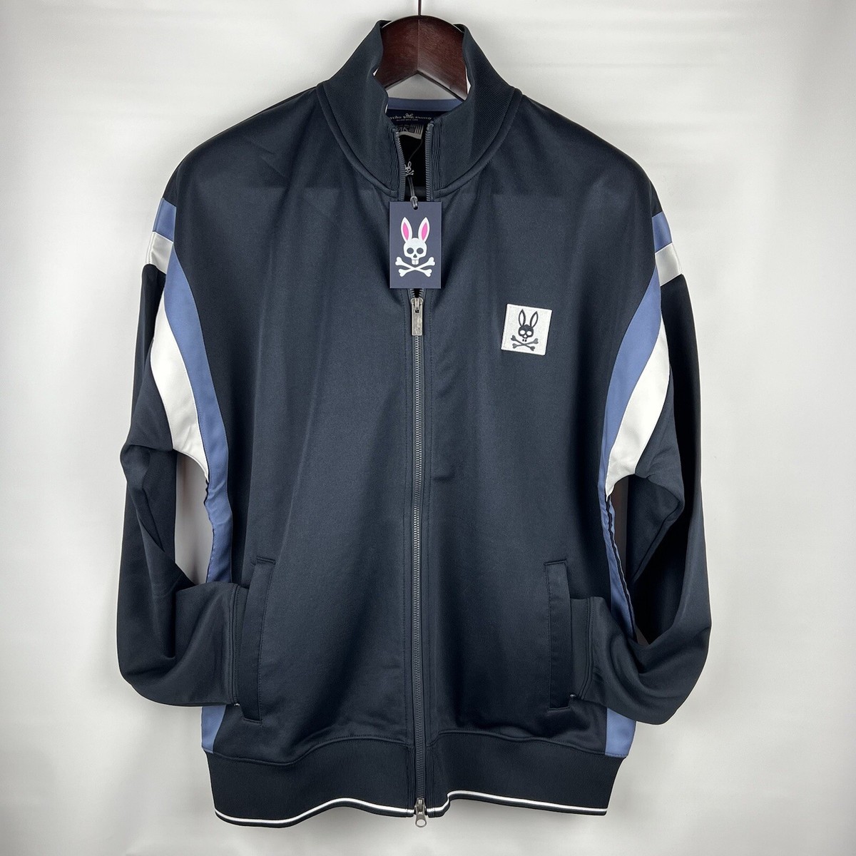 Psycho Bunny Men's Track Jacket Full Zip Up - Daniel - Navy Psycho Bunny Men's Track Jacket Full Zip Up - Daniel - Navy