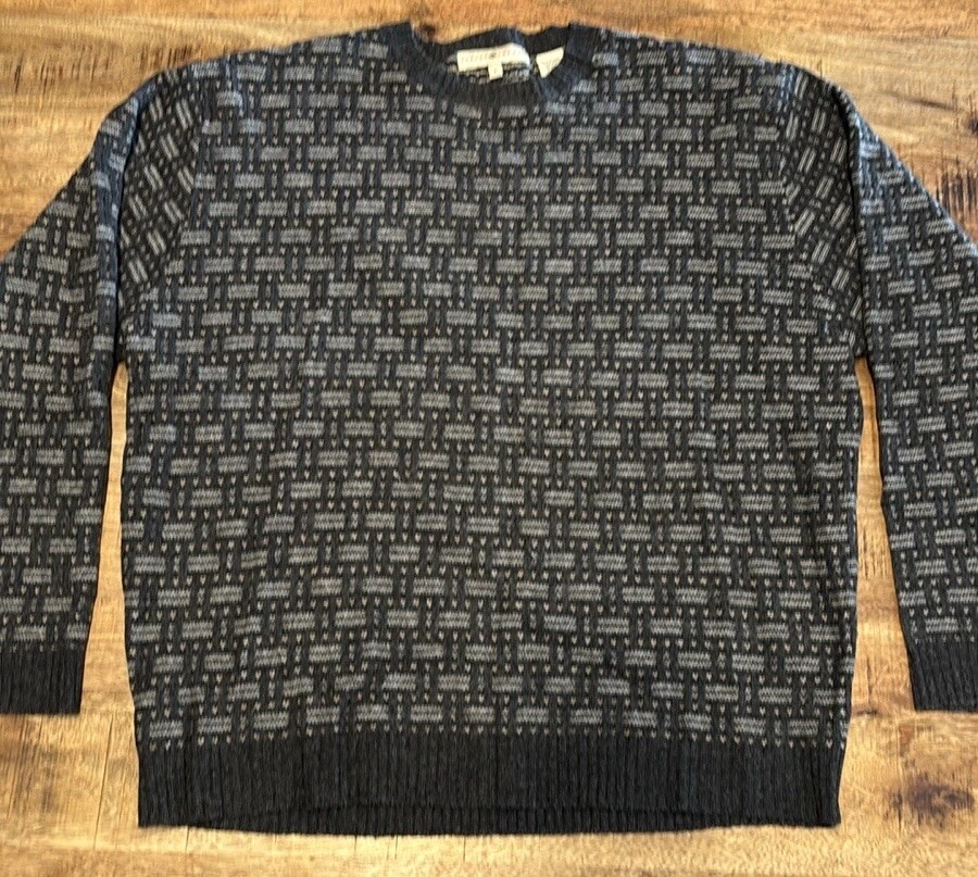 Joseph Abboud sz L Men's Sweaters LambsWool Pullover Geometric (10)