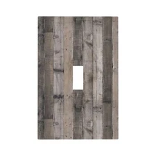 Rustic Distressed Brown Gray Grey Wood Wooden Grain Plank 1-Gang Single Toggl...