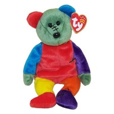 TY Beanie Baby - FRANKENTEDDY Bear (Red & Purple Feet) (8.5 inch) - MWMT's