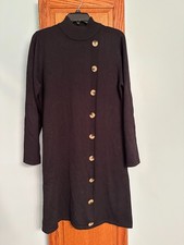 Keren Hart Sweater Dress Button Accents Black Midi length Size Medium 47001