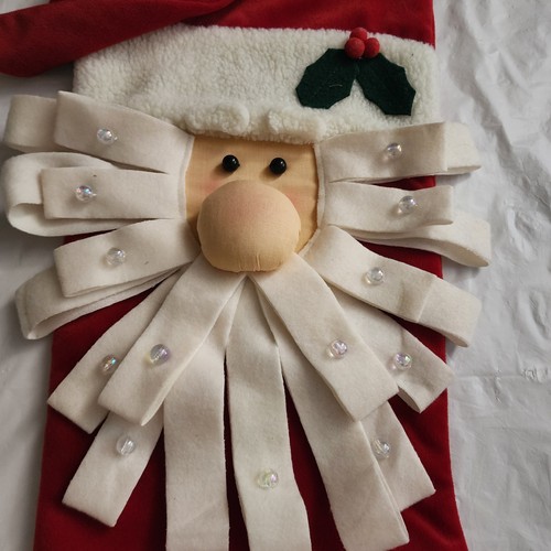 Calza Natalizia Prima Creations Faccia di Babbo Natale Velluto Rosso Vacanze - Foto 2 di 6