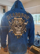 HEADRUSH BIKER MEN HOODIE SIZE L BLUE COLOR