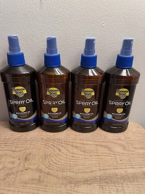 Lot Of 4 Banana Boat Deep Tanning Spray Oil Coconut SPF 4 8oz New Exp 9/2027