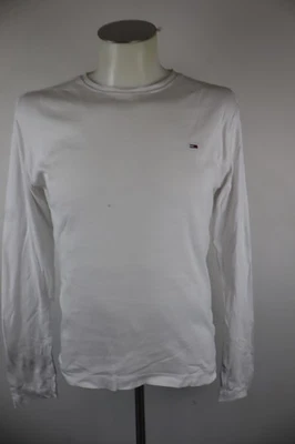 Tommy Hilfiger T-Shirt Homme Manches Longues Coton Logo Vintage Blanc M - Photo 1/4