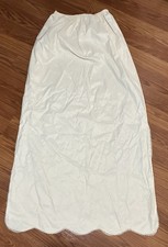 Vintage Deena Long Half Slip Ivory Lace Scallop M Medium Nylon Pinup Side Slits