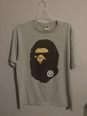 A Bathing Ape Bape Ape Head Graphic Print Gray Jersey T-Shirt 