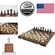 Handcrafted Chess Set with Ornate Wooden Board and Felt Base for Serious Players