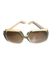 Made In Italy Beige Black Vintage Eyewear Shades Sunglasses