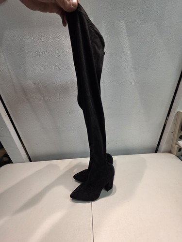 PrettyLittleThing Over The Knee Black High Heeled Boots Size 7