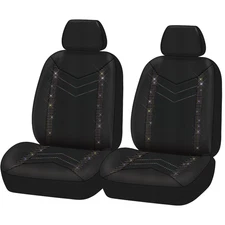 Auto Drive Universal Fit Rainbow Crystal Faux Leather Car Seat Cover, Set of 2