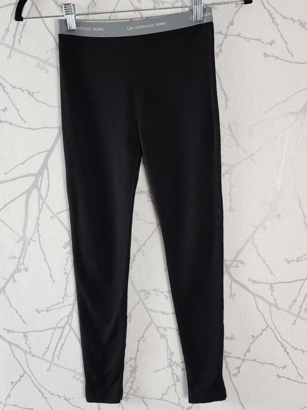 Icebreaker Black Lightweight Merino Wool Baselayer Leggings | Kids 9-10Y