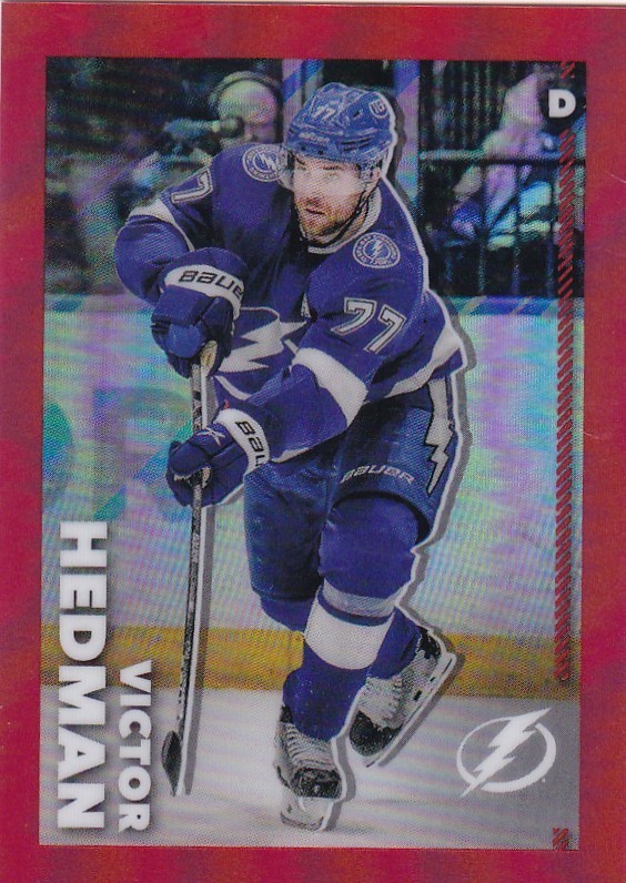 2022-23 TOPPS CHROME NHL STICKER 456 VICTOR HEDMAN  SSP RED /5 MADE-TAMPA BAY