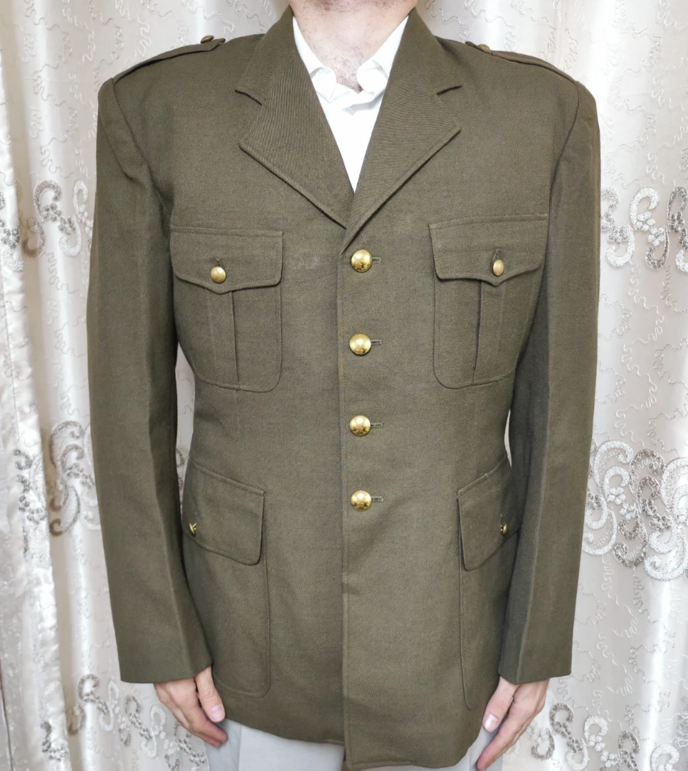 1950s Vintage bespoke all worsted classic green army military officer jacket 40R