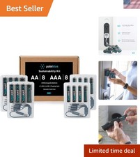 USB-C Rechargeable Batteries - 8 AA  8 AAA with 4-in-1 Charging Cable