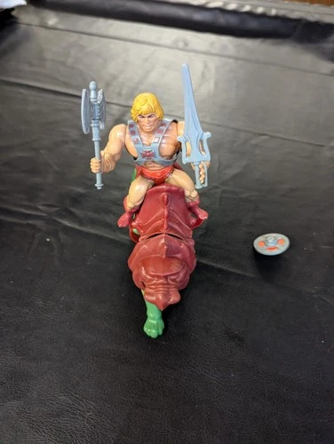 Vintage 1981 MOTU He-Man and Battle Cat Figures Taiwan Complete