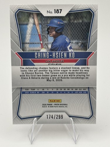2026 Panini Prizm Baseball /299 Ching-Hsien Ko Red Prizm #187 Dodgers ...