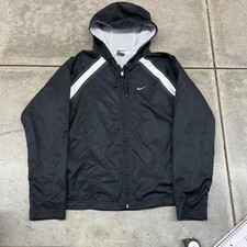 vintage nike black and white small swoosh zip up jacket size large WOMENS