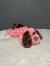 Hug Fun Dog Plush Pink Hound Puppy Brown Spot Swirl Floppy Toy Pet Laying 15"L