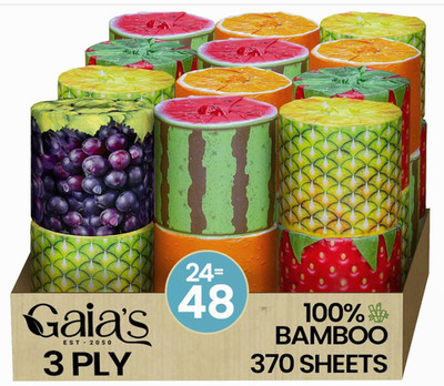 Premium Soft Bamboo Toilet Paper | 24 Mega Rolls, 3 Ply, Eco-Friendly, FSC Certs