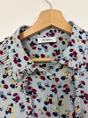 MAX&CO Camicia celeste fantasia floreale rosso bordeaux giallo Tg IT 40 - Foto 5 di 11