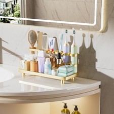 Electric Toothbrush Holder for Bathroom Countertop 5 Metal Slots Gold