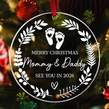 Merry Christmas Mommy & Daddy 2026 Ornament - and 