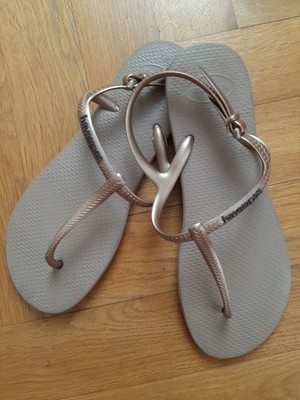 Havaianas Sandalen Gold Fersenriemen Verstellbar Flip Flops Gr. 39/40