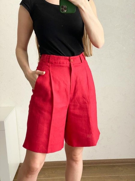 Women PME Legend Shorts Red Linen 34 / XS / 42