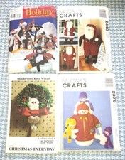 Lot of 4 patterns 3 uncut ALL CHRISTMAS decorations figures Santa snowman