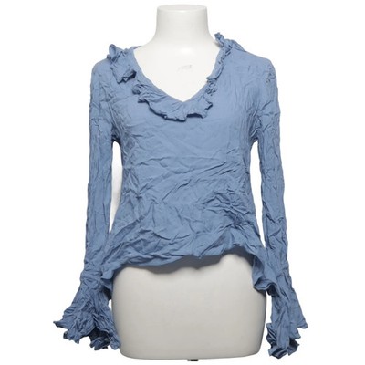 NA-KD, Bluse, Größe: 36, model: flounce sleeve frill top, Blau, Viskose #XME