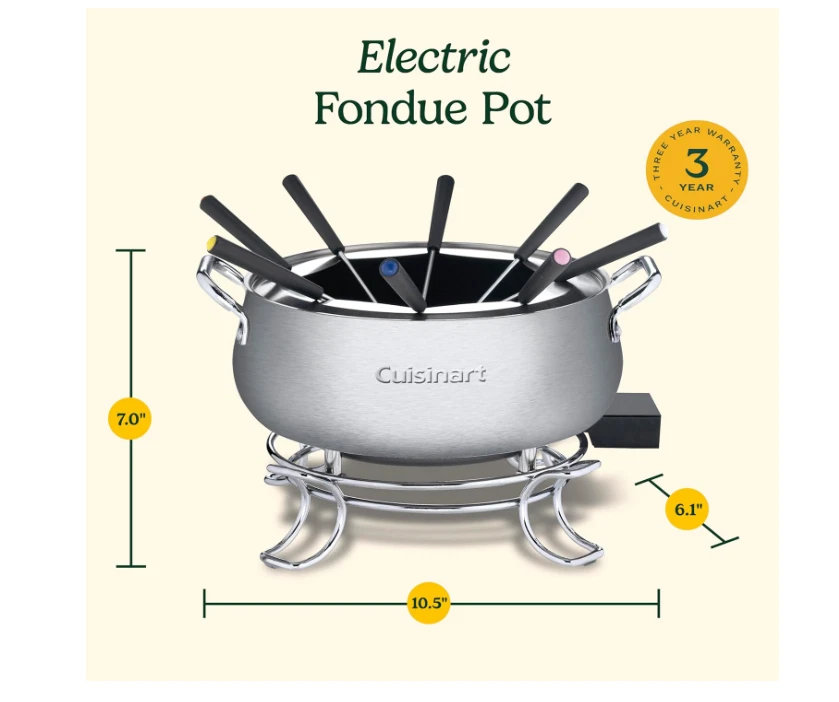 Olla De Acero Inoxidable Para Fondue Eléctrica Ideal Para Chocolate Queso Caldo Foto 3 de 4