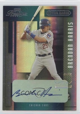 2004 Playoff Prestige Xtra Bases Green 36/100 Brendan Harris #38 Auto 0a1