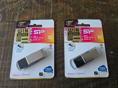 Lot of 2 - Silicon Power 32GB Flash Drive Blaze B30 USB 3.1 3.0/2.0 Black.