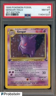 1999 Pokemon Fossil 1st Edition #5 Gengar Holo PSA 8 NM MT