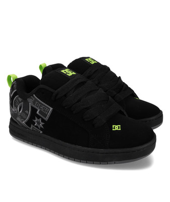 DC SHOES HERREN COURT GRAFFIK SNEAKER. NEU VERPACKT LEDER SCHWARZ SKATERSCHUHE S26