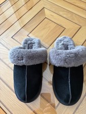 UGG Australia Suede Sheepskin Slippers Black/Grey Mules 6.5UK  38EU
