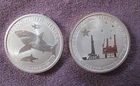 Great White Shark & Houston, Texas   (2)  1/2  Troy Oz. .999 Fine Silver Rounds