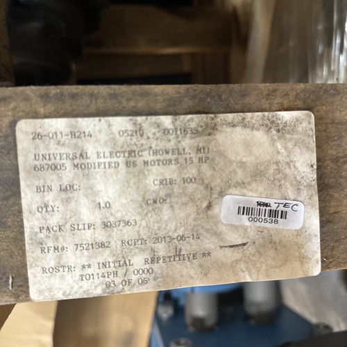 UNIVERSAL ELECTRIC 687005 DL92 MODIFIED US MOTORS 15 HP - Picture 3 of 4