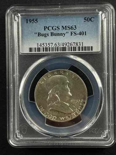 1955 Bugs Bunny Franklin Half Dollar Error FS-401 MS63 PCGS 1955-P Silver 50c