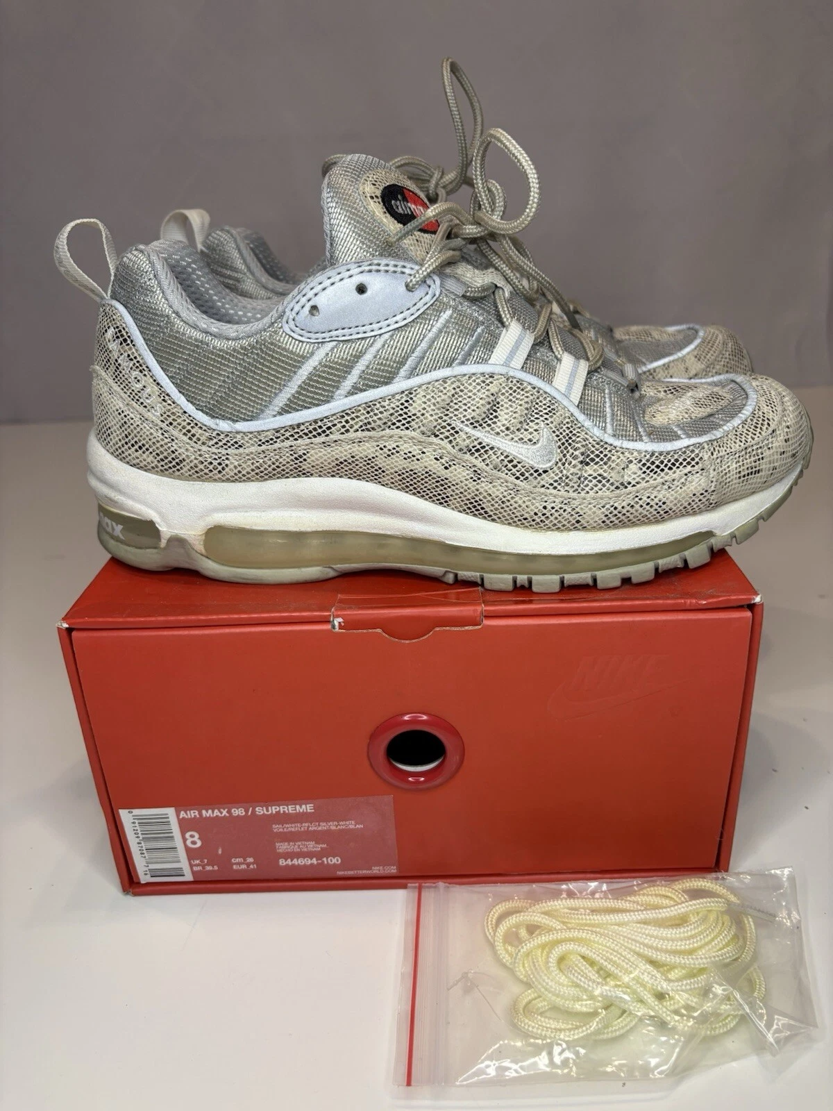 Size Us Men’s 8 Nike Air Max 98 Snakeskin Supreme Lot