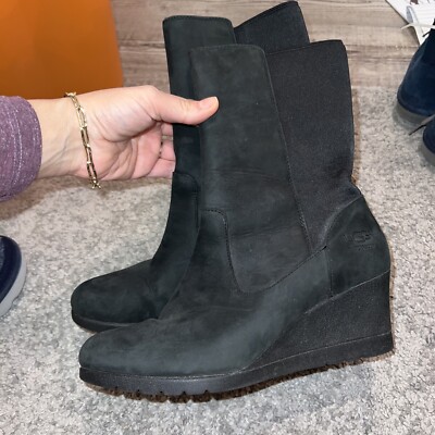 UGG Womens Coraline Black Waterproof Sued Insulated Wedge