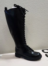 Knee High Black Boots Zip & Lace Up. SO Good For Life Lullabies Women SZ.8 -New
