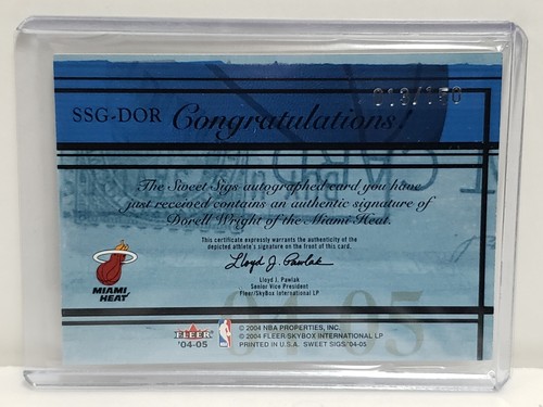 Tarjeta de autógrafo de novato Dorell Wright Miami Heat 2004-05 Fleer Sweet Sigs NBA/150 - Imagen 6 de 9