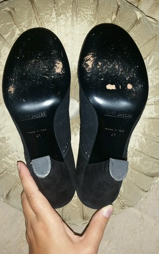MARC JACOBS $595 BLACK SUEDE SILVER STUDS ANKLE BOOTS MADE IN ITALY 41 9.5 10 - Picture 8 of 10