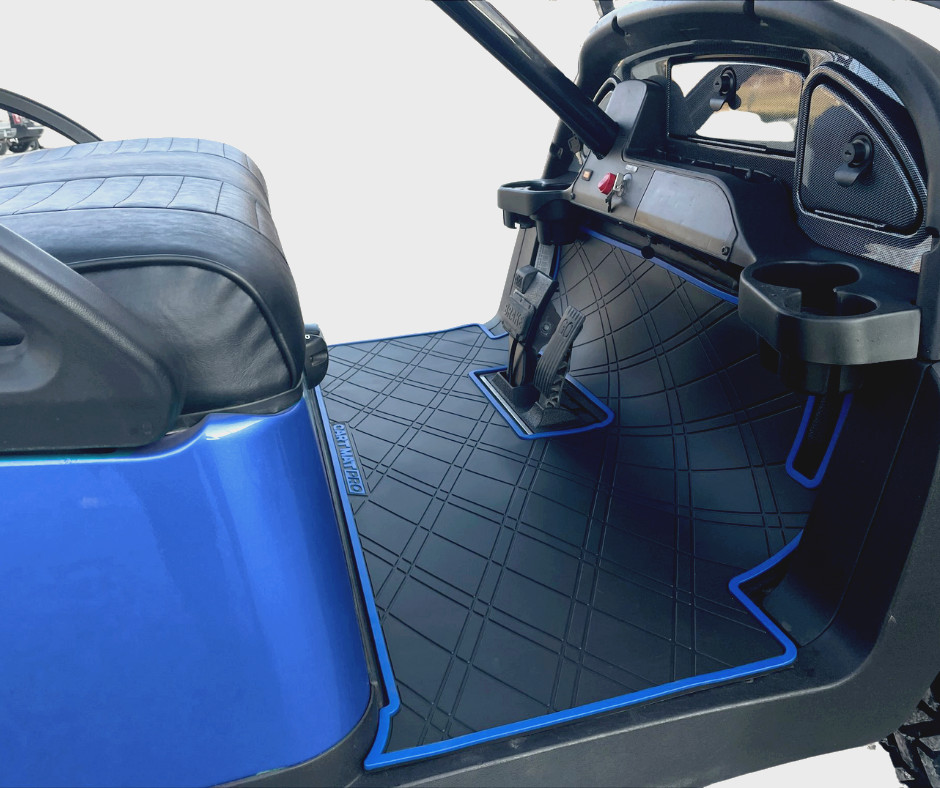 Blue Trim Golf Cart Floor Mat For Club Car Precedent 2004+, Tempo/Onward 17-25